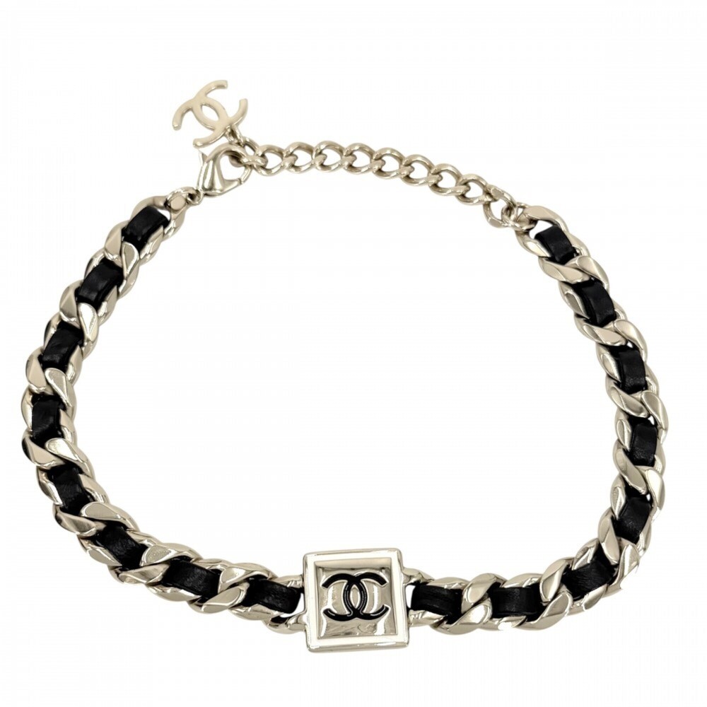 Chanel Choker for Women, Coco Mark Chain Accessory Necklace with Adjustable C...